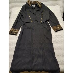 RJ & CO  - 2 PC Set Black DRESS W/ GOLD TRIM JACKET SIZE 14 Made In USA